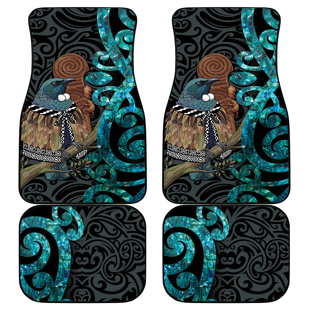 New Zealand Tui Bird Wahaika Car Mats Maori Weapon Paua Shell Koru Pattern LT22 - Polynesian Pride