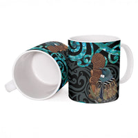 New Zealand Tui Bird Wahaika Ceramic Mug Maori Weapon Paua Shell Koru Pattern LT22 - Polynesian Pride