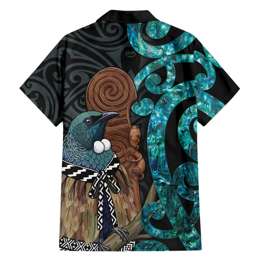 New Zealand Tui Bird Wahaika Hawaiian Shirt Maori Weapon Paua Shell Koru Pattern LT22 - Polynesian Pride