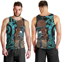 New Zealand Tui Bird Wahaika Men Tank Top Maori Weapon Paua Shell Koru Pattern LT22 - Polynesian Pride