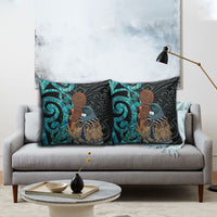 New Zealand Tui Bird Wahaika Pillow Cover Maori Weapon Paua Shell Koru Pattern LT22 - Polynesian Pride