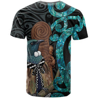 New Zealand Tui Bird Wahaika T Shirt Maori Weapon Paua Shell Koru Pattern LT22 - Polynesian Pride