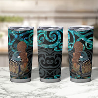 New Zealand Tui Bird Wahaika Tumbler Cup Maori Weapon Paua Shell Koru Pattern LT22 - Polynesian Pride