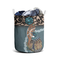 New Zealand Tui Bird Maripi Laundry Basket Maori Weapon Kowhaiwhai Pattern LT22 - Polynesian Pride