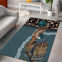 New Zealand Tui Bird Maripi Area Rug Maori Weapon Kowhaiwhai Pattern LT22 - Polynesian Pride