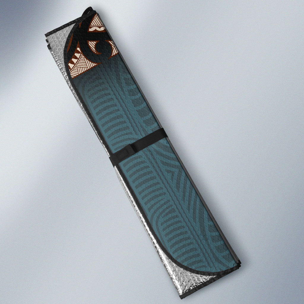 New Zealand Tui Bird Maripi Auto Sun Shade Maori Weapon Kowhaiwhai Pattern LT22 - Polynesian Pride
