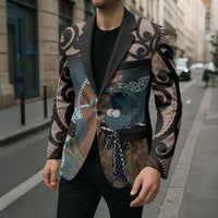 New Zealand Tui Bird Maripi Blazer Maori Weapon Kowhaiwhai Pattern LT22 - Polynesian Pride