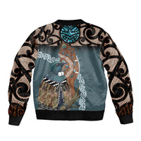 New Zealand Tui Bird Maripi Bomber Jacket Maori Weapon Kowhaiwhai Pattern LT22 - Polynesian Pride