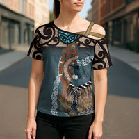 New Zealand Tui Bird Maripi Cross Shoulder Shirt Maori Weapon Kowhaiwhai Pattern LT22 - Polynesian Pride