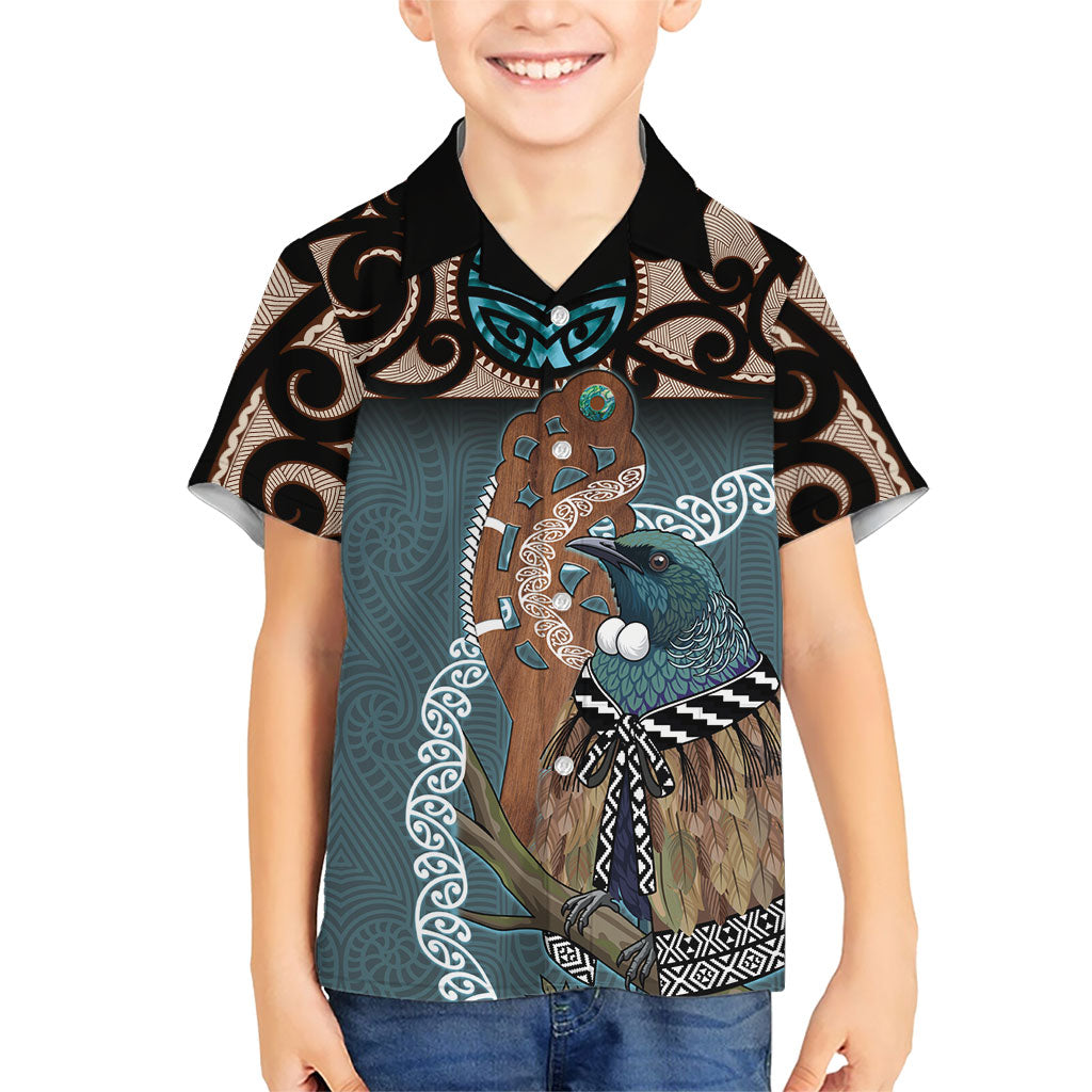 New Zealand Tui Bird Maripi Hawaiian Shirt Maori Weapon Kowhaiwhai Pattern LT22 - Polynesian Pride