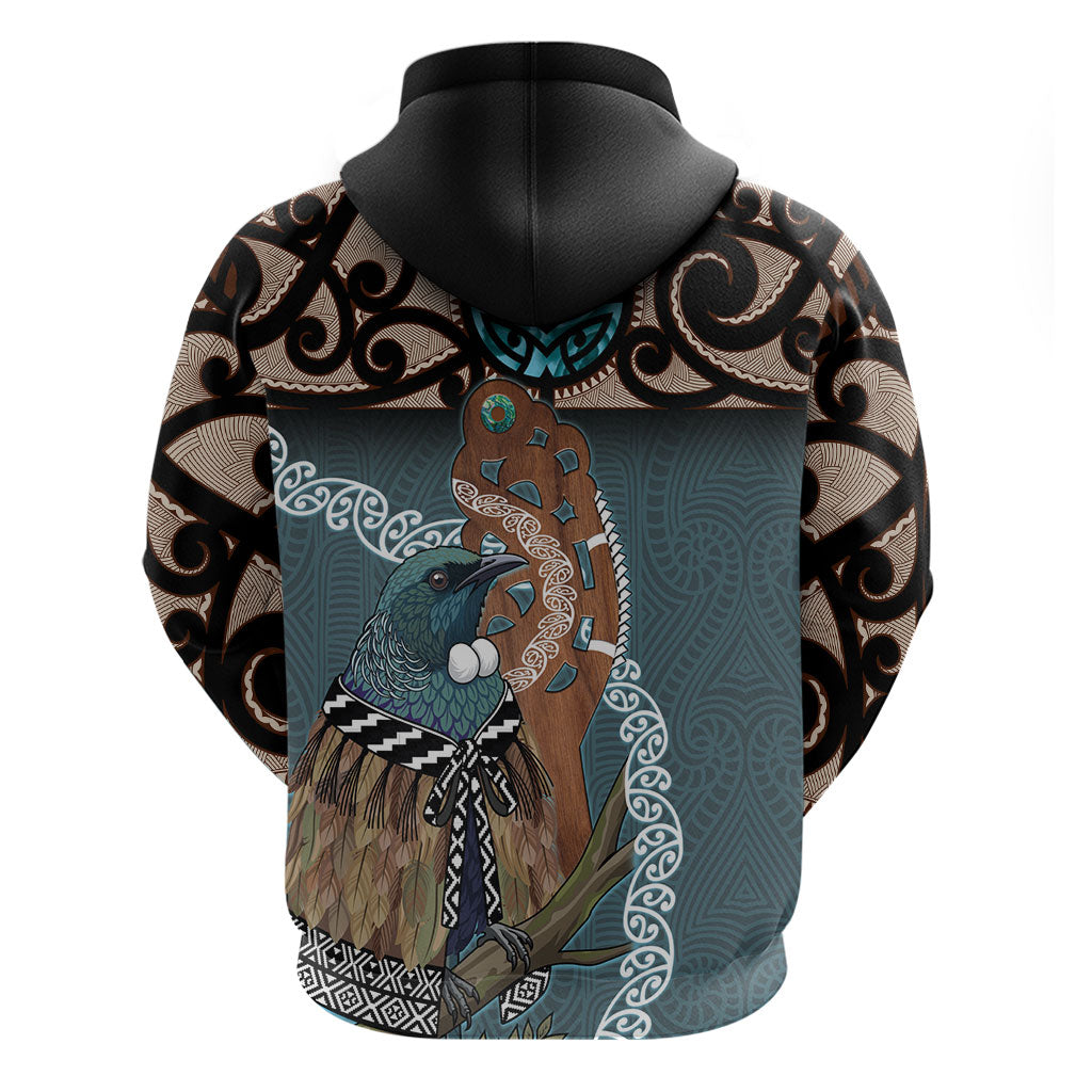 New Zealand Tui Bird Maripi Hoodie Maori Weapon Kowhaiwhai Pattern LT22 - Polynesian Pride
