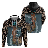 New Zealand Tui Bird Maripi Hoodie Maori Weapon Kowhaiwhai Pattern LT22 - Polynesian Pride