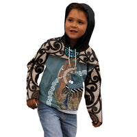 New Zealand Tui Bird Maripi Kid Hoodie Maori Weapon Kowhaiwhai Pattern LT22 - Polynesian Pride