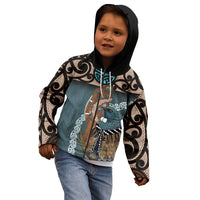 New Zealand Tui Bird Maripi Kid Hoodie Maori Weapon Kowhaiwhai Pattern LT22 - Polynesian Pride