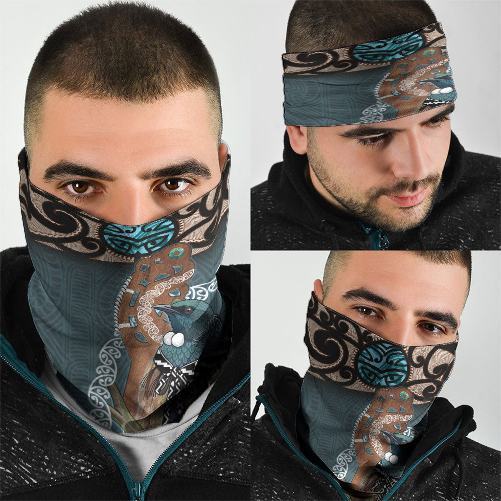 New Zealand Tui Bird Maripi Neck Gaiter Maori Weapon Kowhaiwhai Pattern LT22 - Polynesian Pride