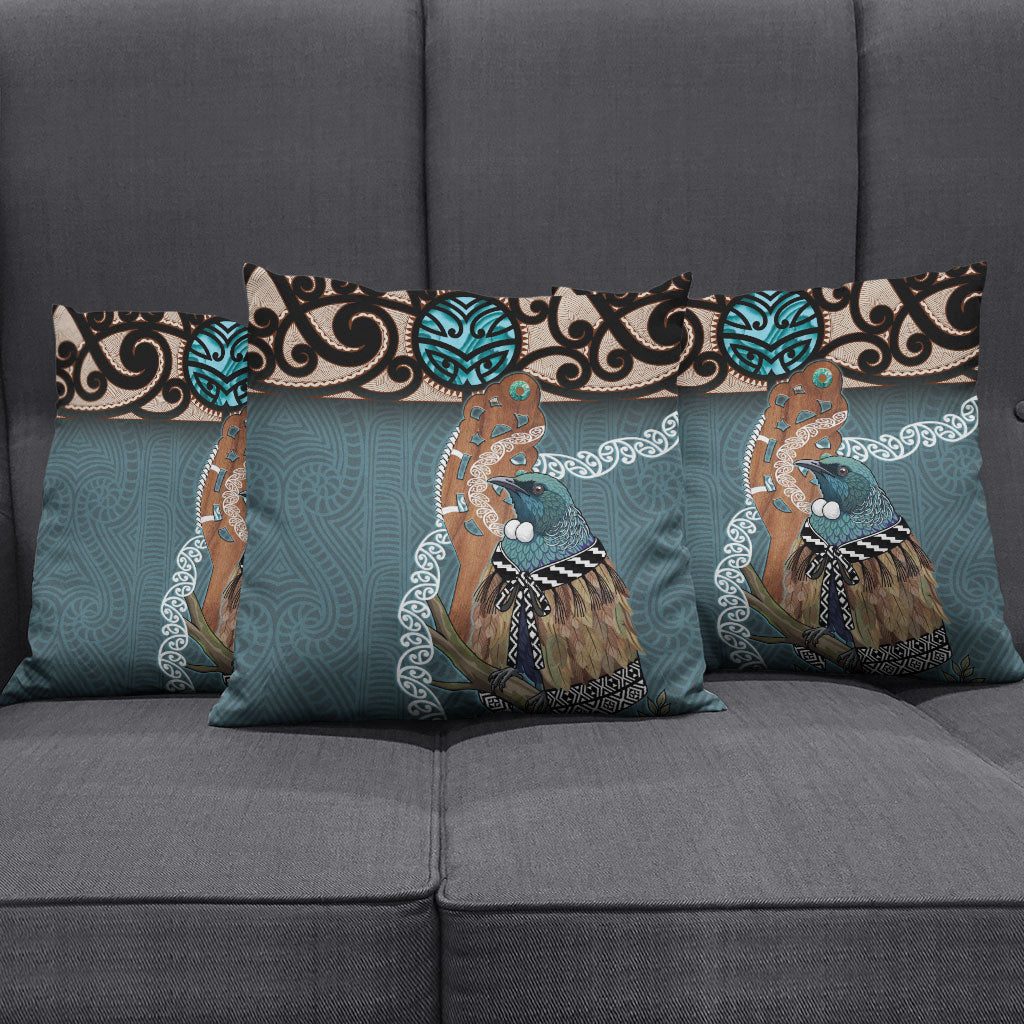 New Zealand Tui Bird Maripi Pillow Cover Maori Weapon Kowhaiwhai Pattern LT22 - Polynesian Pride