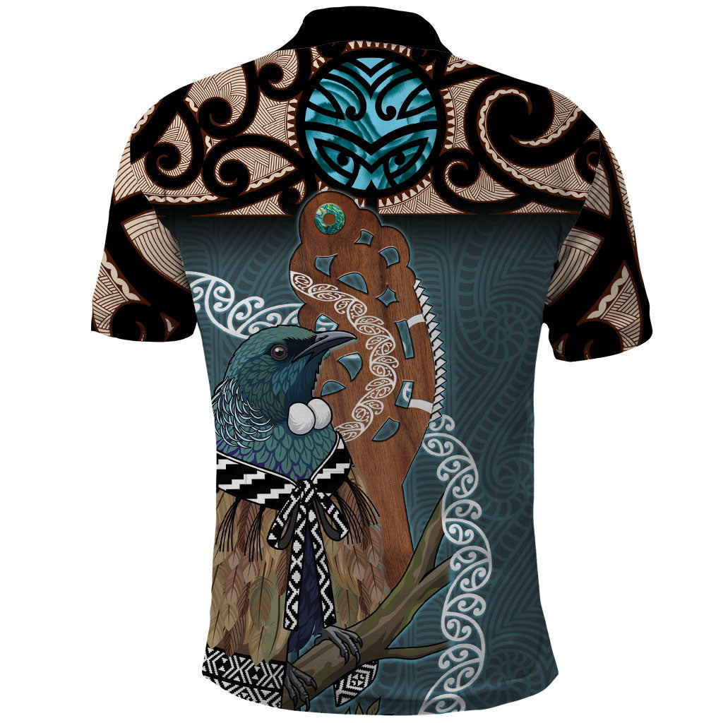 New Zealand Tui Bird Maripi Polo Shirt Maori Weapon Kowhaiwhai Pattern LT22 - Polynesian Pride