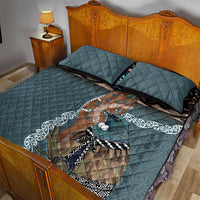 New Zealand Tui Bird Maripi Quilt Bed Set Maori Weapon Kowhaiwhai Pattern LT22 - Polynesian Pride