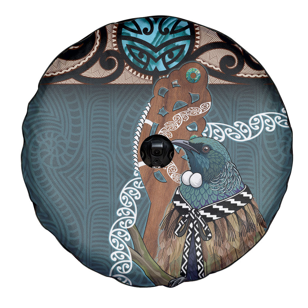 New Zealand Tui Bird Maripi Spare Tire Cover Maori Weapon Kowhaiwhai Pattern LT22 - Polynesian Pride