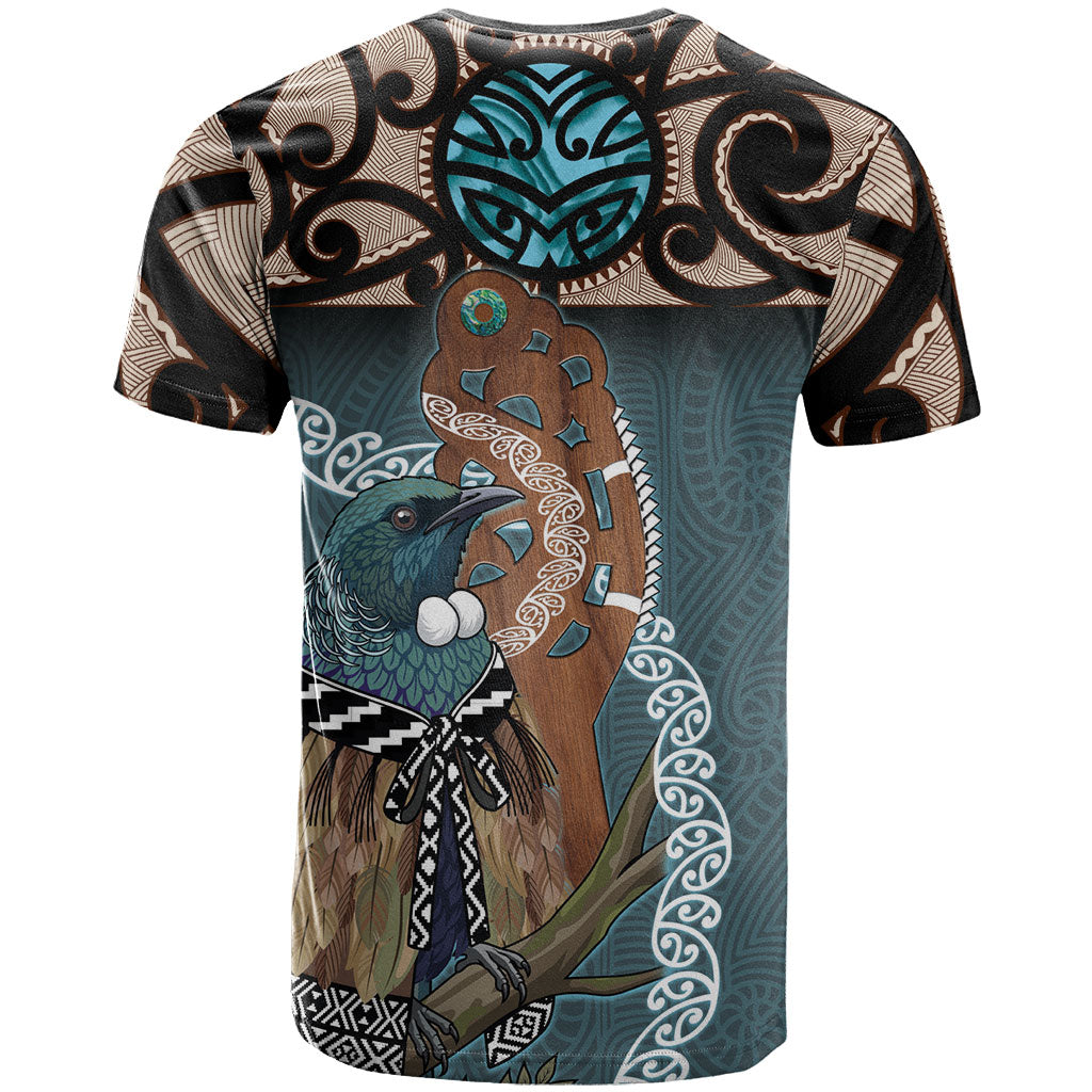 New Zealand Tui Bird Maripi T Shirt Maori Weapon Kowhaiwhai Pattern LT22 - Polynesian Pride