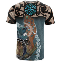 New Zealand Tui Bird Maripi T Shirt Maori Weapon Kowhaiwhai Pattern LT22 - Polynesian Pride
