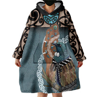 New Zealand Tui Bird Maripi Wearable Blanket Hoodie Maori Weapon Kowhaiwhai Pattern LT22 - Polynesian Pride