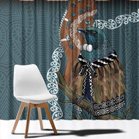New Zealand Tui Bird Maripi Window Curtain Maori Weapon Kowhaiwhai Pattern LT22 - Polynesian Pride