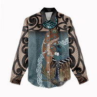 New Zealand Tui Bird Maripi Women Casual Shirt Maori Weapon Kowhaiwhai Pattern LT22 - Polynesian Pride