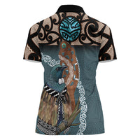 New Zealand Tui Bird Maripi Women Polo Shirt Maori Weapon Kowhaiwhai Pattern LT22 - Polynesian Pride