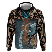 New Zealand Tui Bird Maripi Zip Hoodie Maori Weapon Kowhaiwhai Pattern LT22 Pullover Hoodie Slate Blue - Polynesian Pride
