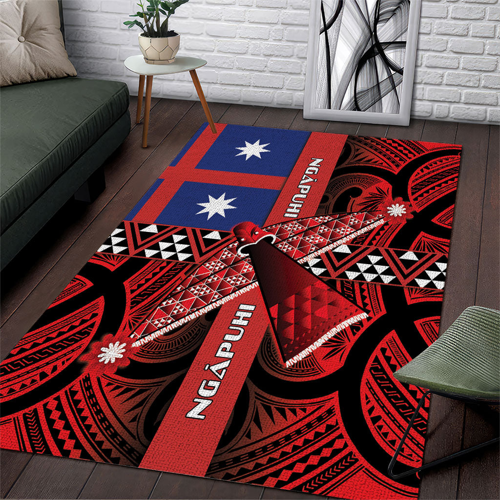 Aotearoa Iwi Ngapuhi Area Rug Tuhoronuku Kite United Tribes Flag Maori Pattern LT22 Red - Polynesian Pride