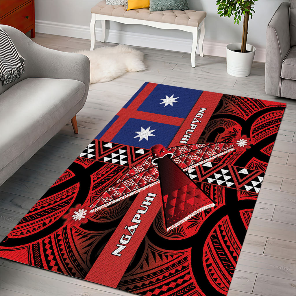 Aotearoa Iwi Ngapuhi Area Rug Tuhoronuku Kite United Tribes Flag Maori Pattern LT22 - Polynesian Pride