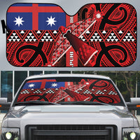 Aotearoa Iwi Ngapuhi Auto Sun Shade Tuhoronuku Kite United Tribes Flag Maori Pattern LT22 Red - Polynesian Pride