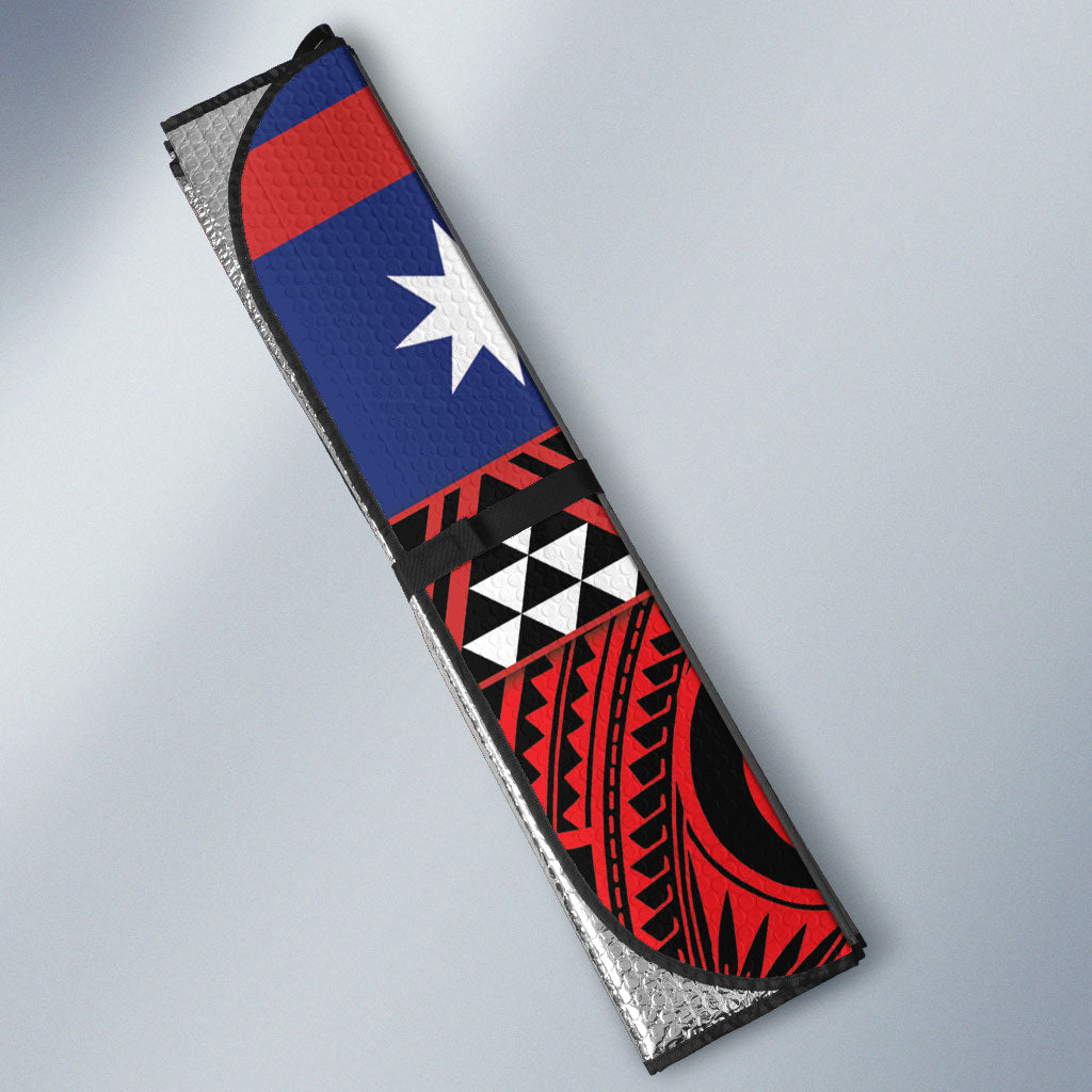 Aotearoa Iwi Ngapuhi Auto Sun Shade Tuhoronuku Kite United Tribes Flag Maori Pattern LT22 - Polynesian Pride