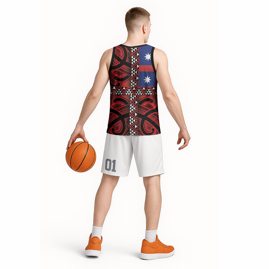 Aotearoa Iwi Ngapuhi Basketball Jersey Tuhoronuku Kite United Tribes Flag Maori Pattern LT22 - Polynesian Pride