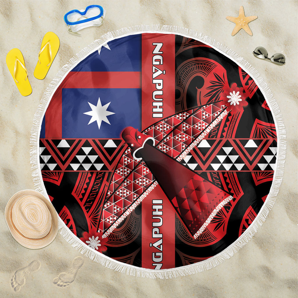 Aotearoa Iwi Ngapuhi Beach Blanket Tuhoronuku Kite United Tribes Flag Maori Pattern LT22 One Size 150cm Red - Polynesian Pride