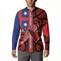 Aotearoa Iwi Ngapuhi Button Sweatshirt Tuhoronuku Kite United Tribes Flag Maori Pattern LT22 - Polynesian Pride