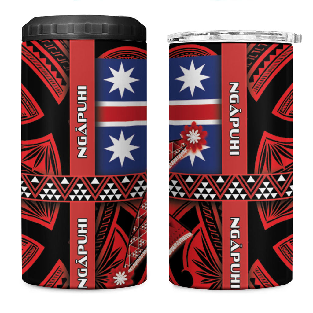 Aotearoa Iwi Ngapuhi 4 in 1 Can Cooler Tumbler Tuhoronuku Kite United Tribes Flag Maori Pattern LT22 One Size: 16 oz Red - Polynesian Pride