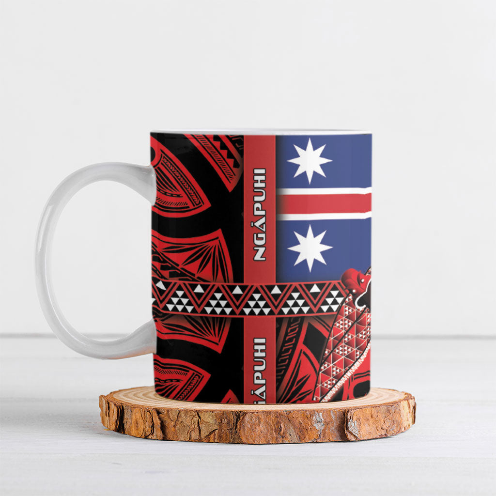 Aotearoa Iwi Ngapuhi Ceramic Mug Tuhoronuku Kite United Tribes Flag Maori Pattern LT22 Red - Polynesian Pride