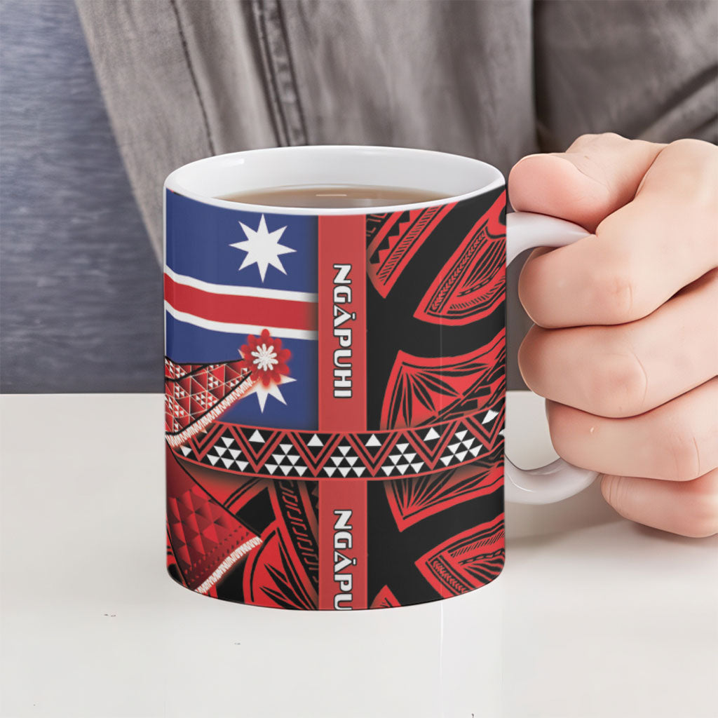 Aotearoa Iwi Ngapuhi Ceramic Mug Tuhoronuku Kite United Tribes Flag Maori Pattern LT22 - Polynesian Pride