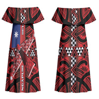 Aotearoa Iwi Ngapuhi Couples Matching Off Shoulder Maxi Dress and Hawaiian Shirt Tuhoronuku Kite United Tribes Flag Maori Pattern LT22 - Polynesian Pride