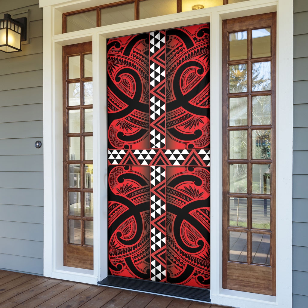 Aotearoa Iwi Ngapuhi Door Cover Tuhoronuku Kite United Tribes Flag Maori Pattern LT22 - Polynesian Pride