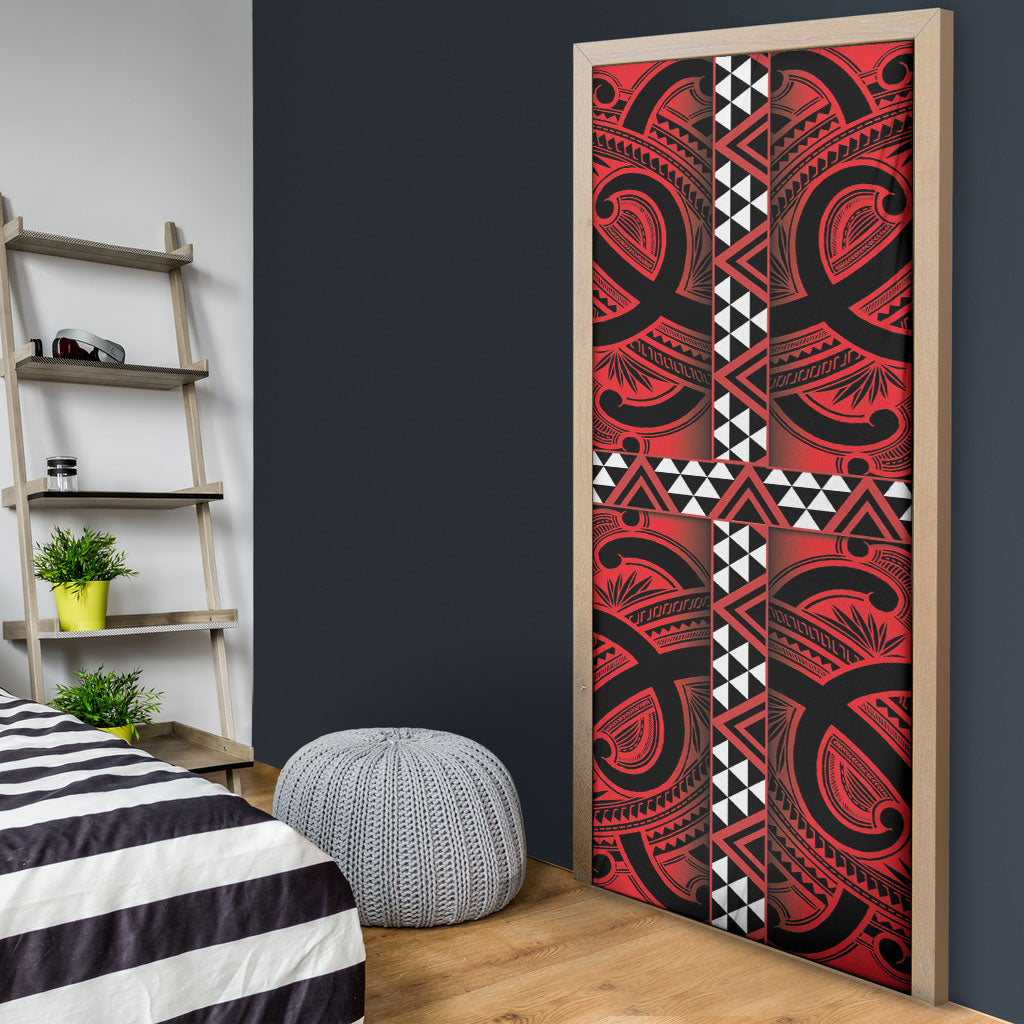 Aotearoa Iwi Ngapuhi Door Cover Tuhoronuku Kite United Tribes Flag Maori Pattern LT22 - Polynesian Pride