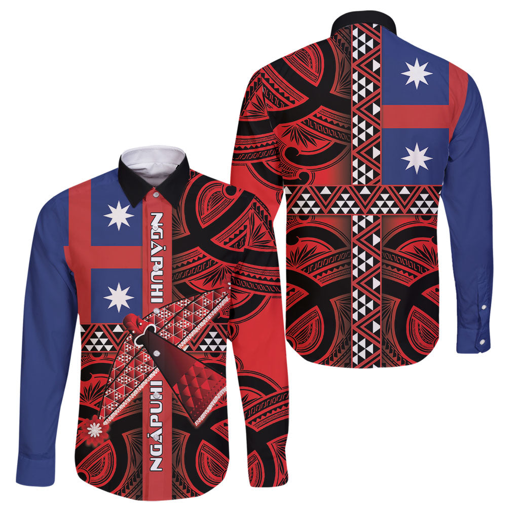 Aotearoa Iwi Ngapuhi Family Matching Summer Maxi Dress and Hawaiian Shirt Tuhoronuku Kite United Tribes Flag Maori Pattern LT22 Dad's Shirt - Long Sleeve Red - Polynesian Pride