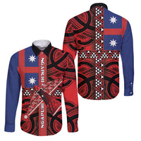 Aotearoa Iwi Ngapuhi Family Matching Summer Maxi Dress and Hawaiian Shirt Tuhoronuku Kite United Tribes Flag Maori Pattern LT22 Dad's Shirt - Long Sleeve Red - Polynesian Pride