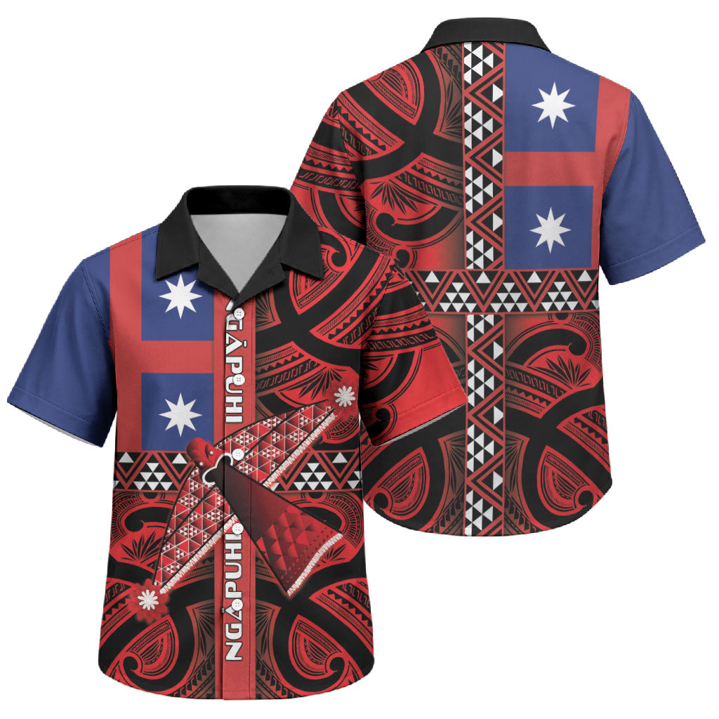 Aotearoa Iwi Ngapuhi Family Matching Summer Maxi Dress and Hawaiian Shirt Tuhoronuku Kite United Tribes Flag Maori Pattern LT22 Son's Shirt Red - Polynesian Pride