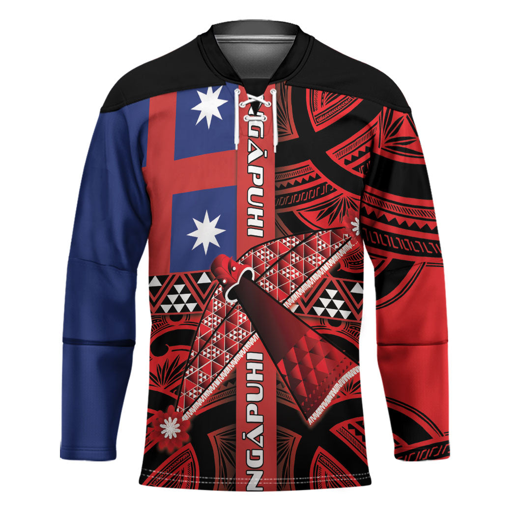 Aotearoa Iwi Ngapuhi Hockey Jersey Tuhoronuku Kite United Tribes Flag Maori Pattern LT22 Unisex Red - Polynesian Pride