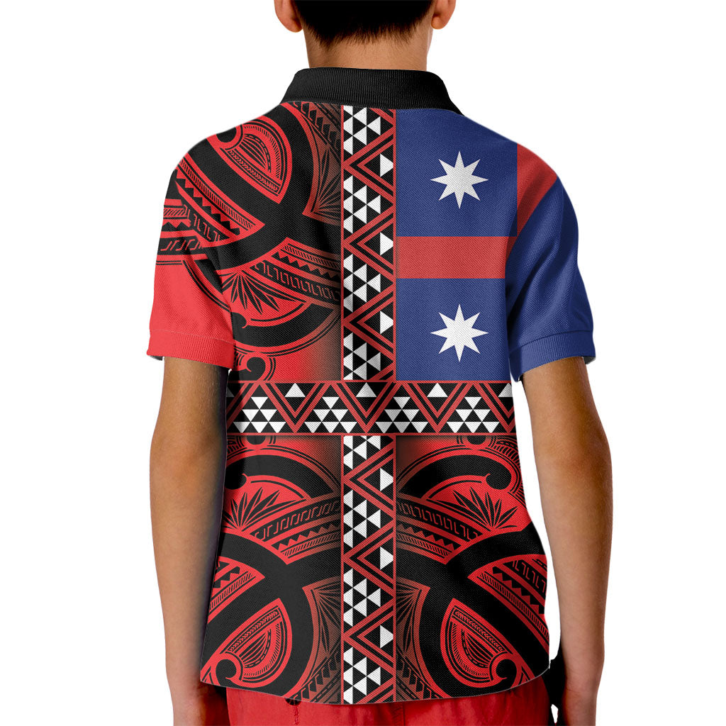 Aotearoa Iwi Ngapuhi Kid Polo Shirt Tuhoronuku Kite United Tribes Flag Maori Pattern LT22 - Polynesian Pride