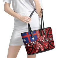Aotearoa Iwi Ngapuhi Leather Tote Bag Tuhoronuku Kite United Tribes Flag Maori Pattern LT22 - Polynesian Pride