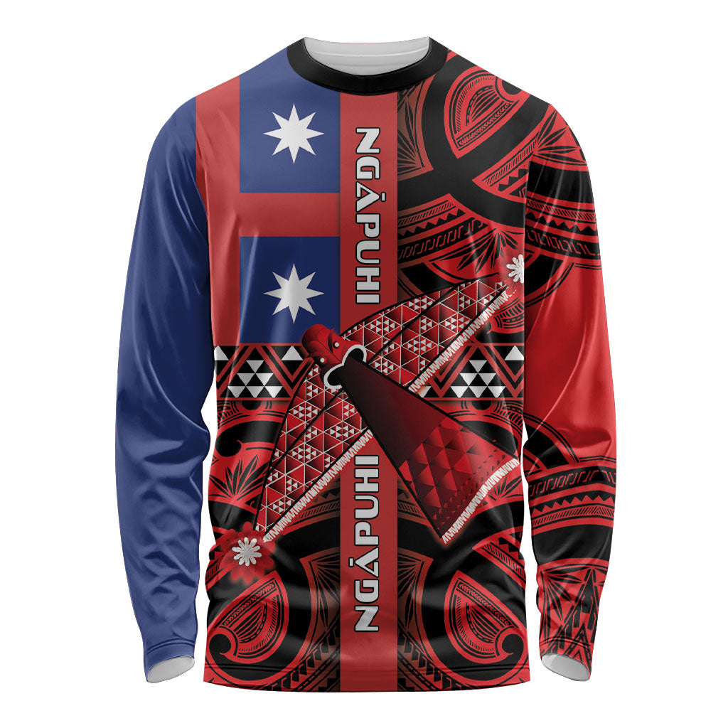 Aotearoa Iwi Ngapuhi Long Sleeve Shirt Tuhoronuku Kite United Tribes Flag Maori Pattern LT22 Unisex Red - Polynesian Pride